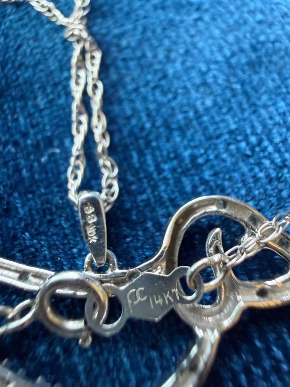 10K White Gold Diamond Dachshund Pendant on 14K White Gold Chain